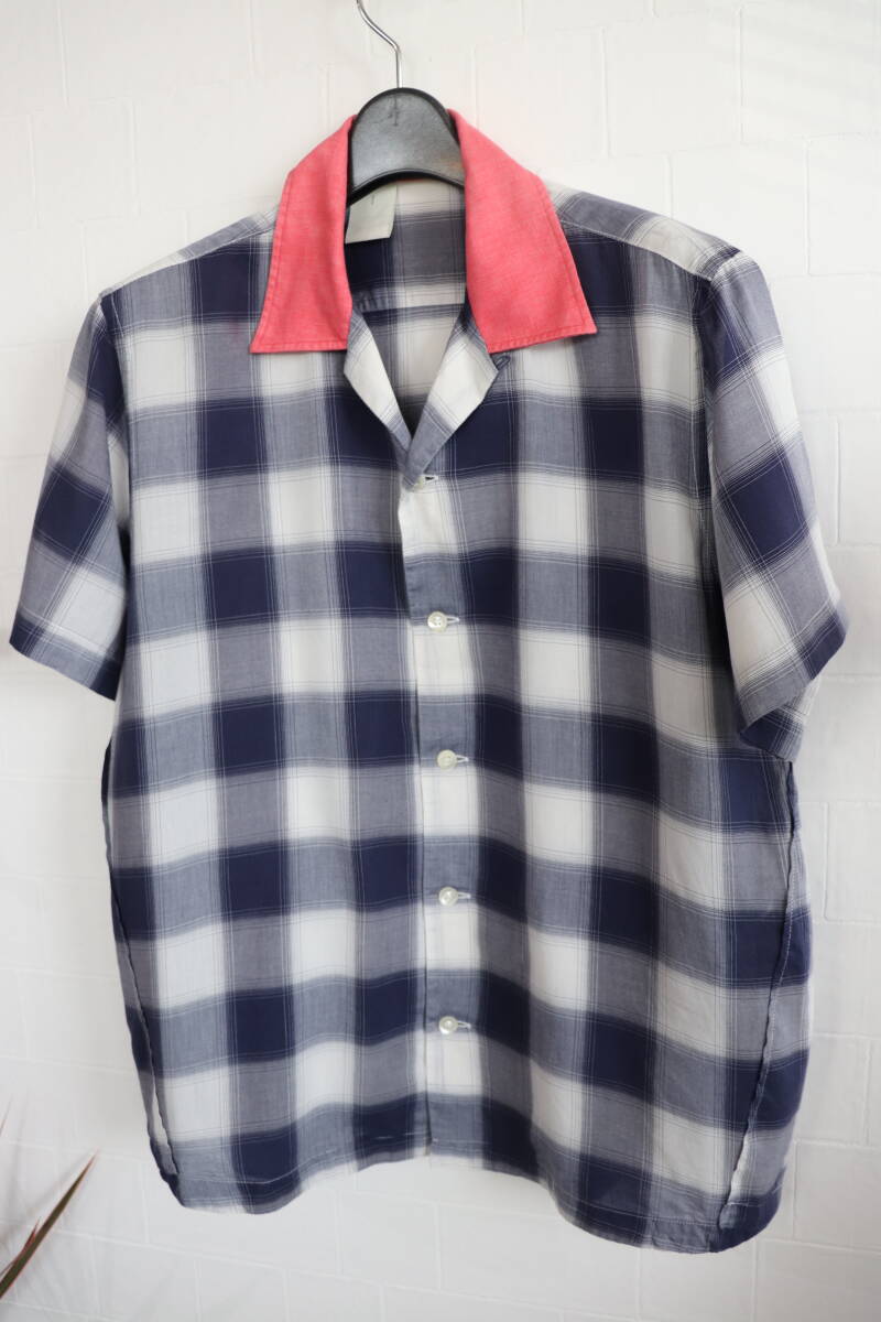 16SS 即決 N.HOOLYWOOD エヌハリウッド 161-SH11 襟切替 オンブレチェック 半袖開襟キュプラシャツ オープンカラーシャツ 36 定価23100円