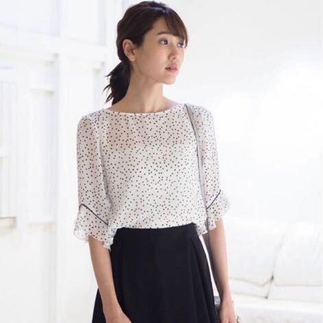 ANAYI ドットプリント シフォン袖フリルブラウス アナイ ANAYI ドットプリント シフォン袖フリルブラウス アナイ