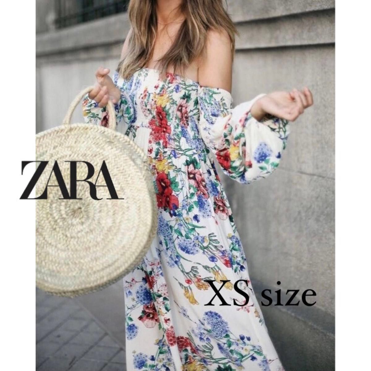 花柄 プリント サマードレス オフショルダー フリル レイヤード ZARA レーヨン100% フラワープリント サマードレス ドロップ
