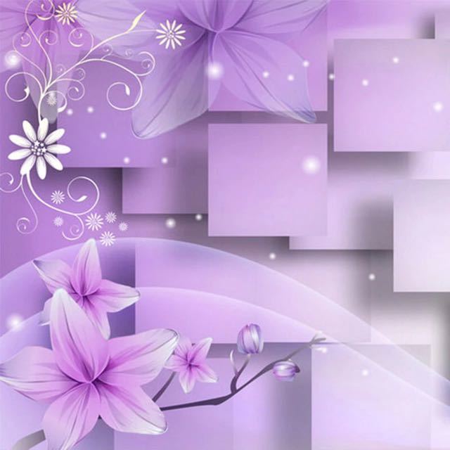 ヤフオク 現代のシンプルな 3d 紫色の花平方ステレオ壁画