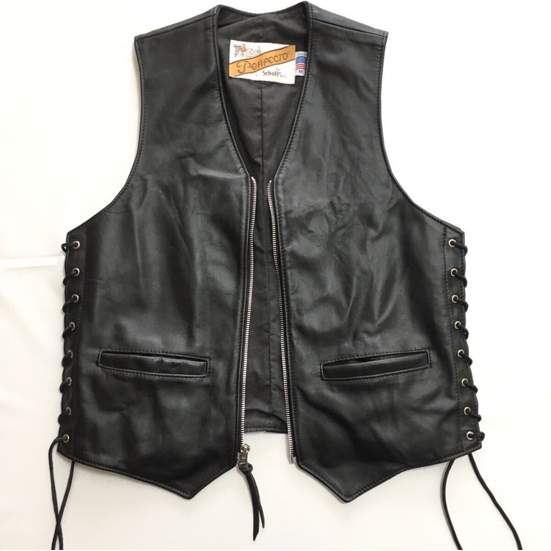 美品USA製SCHOTTショット レザーベスト623VメンズM ライダース 美品USA製SCHOTTショット レザーベスト623VメンズM ライダース