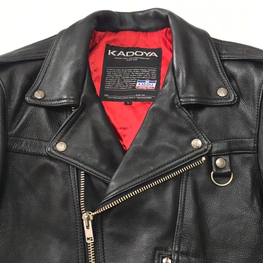 KADOYAカドヤ 本革レザーダブルライダースジャケットLブラック黒 KADOYAカドヤ 本革レザーダブルライダースジャケットLブラック黒