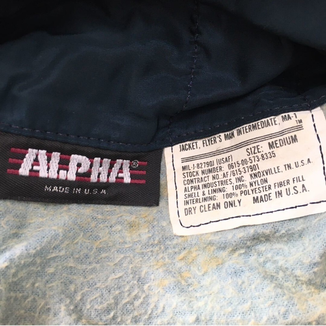 USA製ALPHAアルファMA-1フライトジャケットMヴィンテージ旧タグ USA製ALPHAアルファMA-1フライトジャケットMヴィンテージ旧タグ