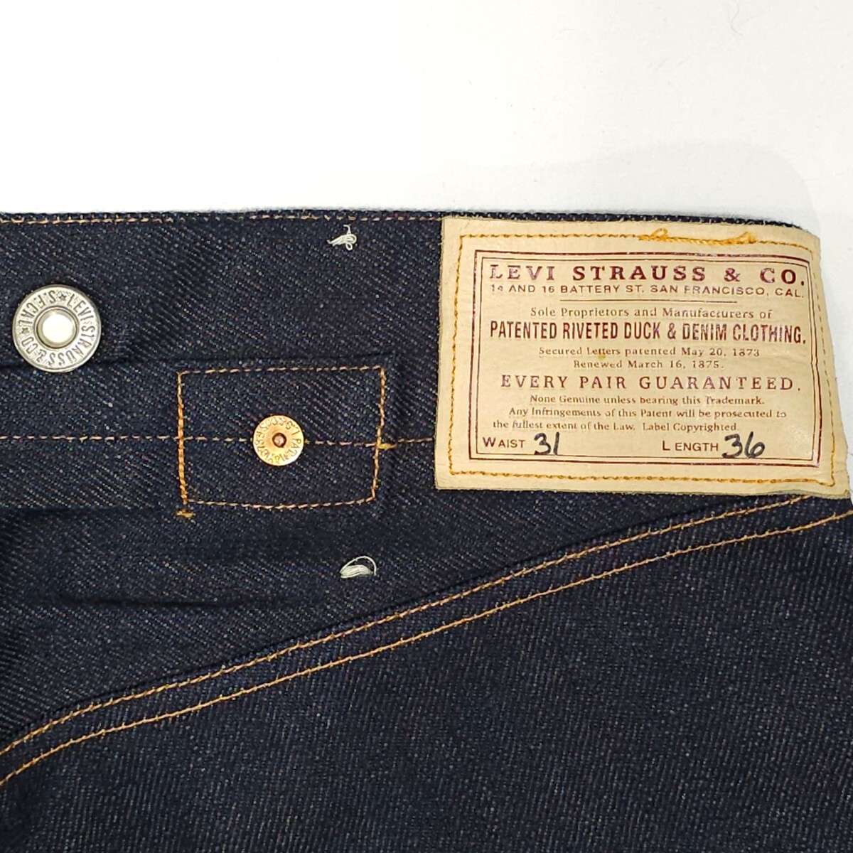 USA製Levi'sリーバイス 1873年ヴィンテージ復刻W31ビンテージ125 USA製Levi'sリーバイス 1873年ヴィンテージ復刻W31ビンテージ125