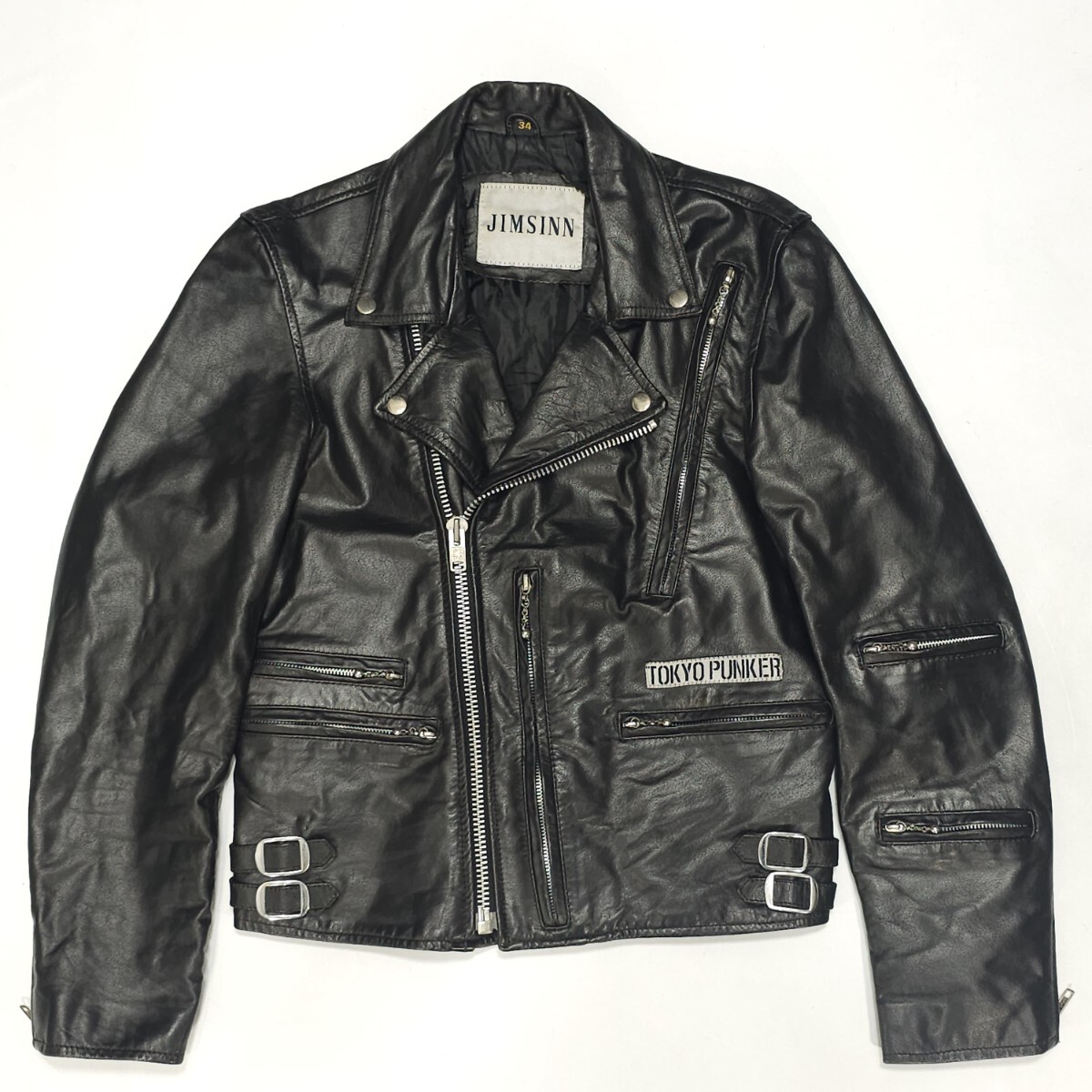 JIMSINNジムズイン レザーダブルライダースジャケット黒ブラック JIMSINNジムズイン レザーダブルライダースジャケット黒ブラック