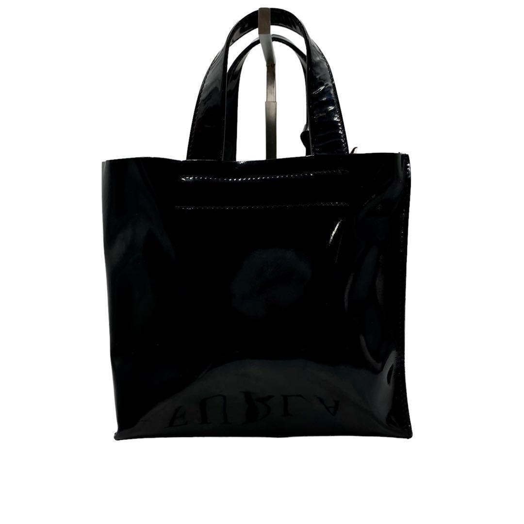 美品】フルラ FURLA トートバッグ エナメルレザー ブラック 黒 美品】フルラ FURLA トートバッグ エナメルレザー ブラック 黒
