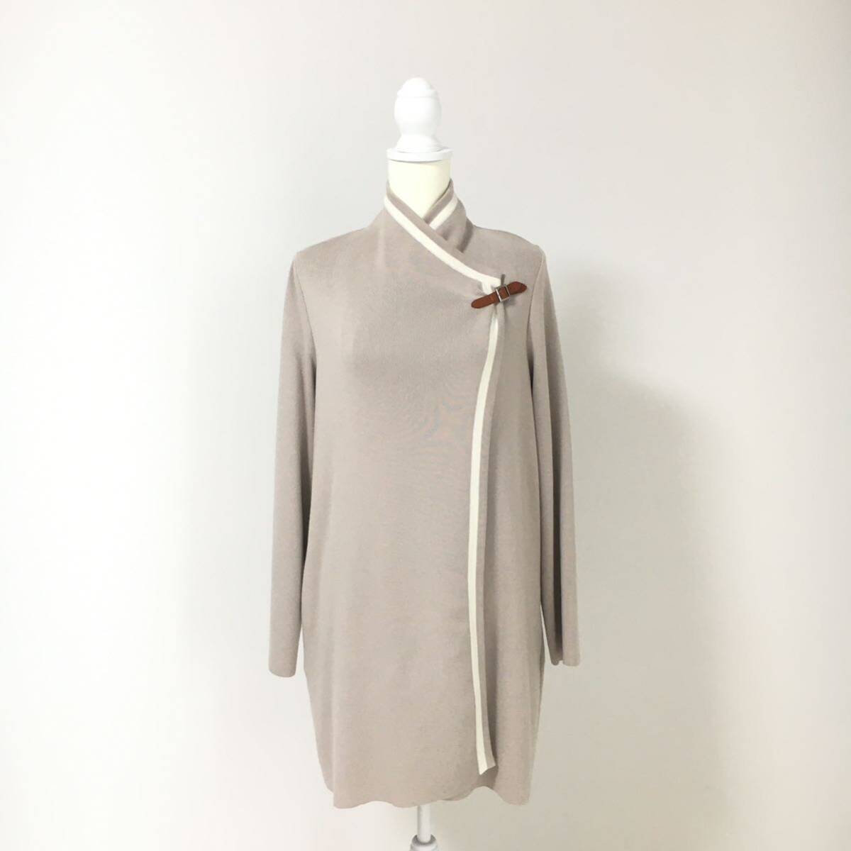 美品 FOXEY フォクシー ニット レザーベルト コート カーディガン 近年美品 FOXEY フォクシー ニット レザーベルト コート