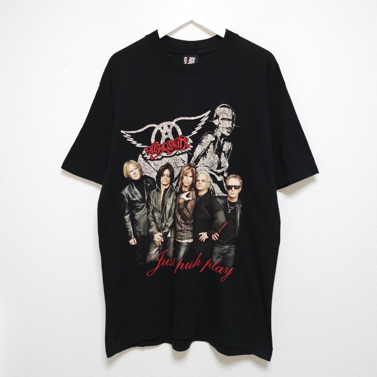 即決 L 00s エアロスミス AEROSMITH Tシャツ Just Push Play 即決 L 00s エアロスミス AEROSMITH Tシャツ Just Push Play