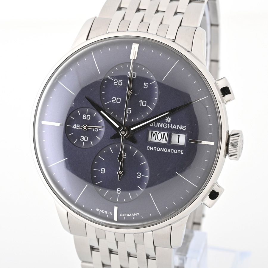 ユンハンス / JUNGHANS　マイスタークロノスコープ　027/4528.45　ブルー　自動(dòng)巻き　【中古】 商品番號(hào) E-155944　新入荷