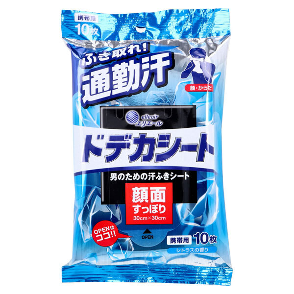 エリエール ドデカシート シトラスの香り 携帯用 ふき取れ、通勤汗！男のための汗ふきシート！ 入数：1個(10枚入)_画像1