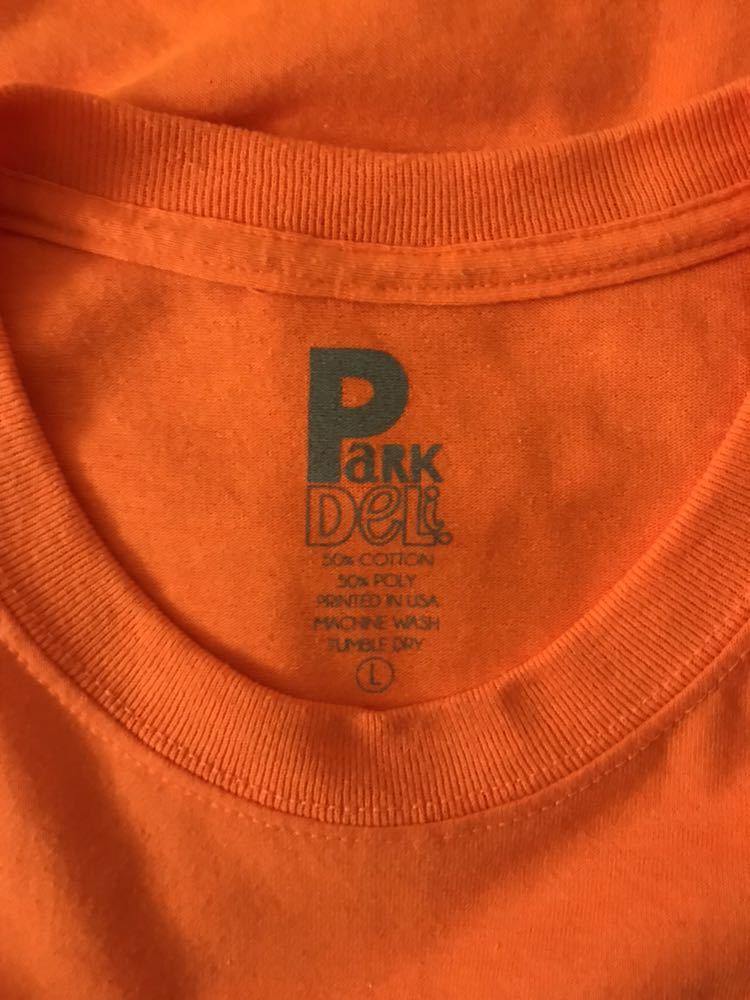 【美品】 Park deli パークデリ / Embroidered Astrid Script Tee / L ネオンオレンジ / Tシャツ_画像7