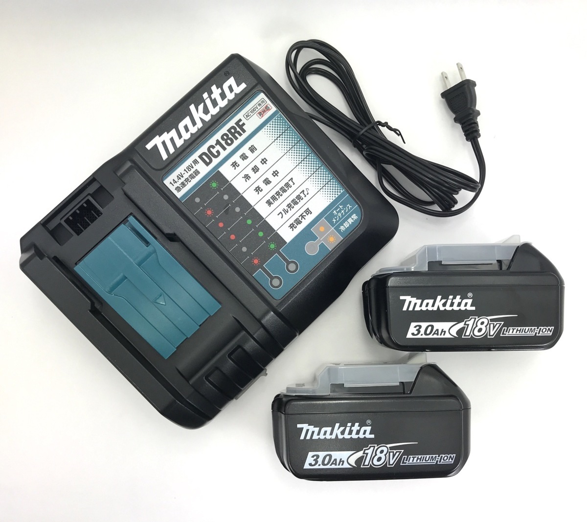 新品 マキタ バッテリ BL1830B 純正 2個 + 充電器 DC18RF 1個 ( バッテリー 18V 3.0Ah 未使用 急速充電器 DC 18RF 充電池 充電機 未使用品