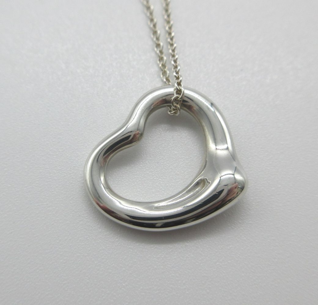 1 jpy ~ Tiffany L sa* Pele ti Open Heart necklace SV925 silver box, sack attaching control 10380