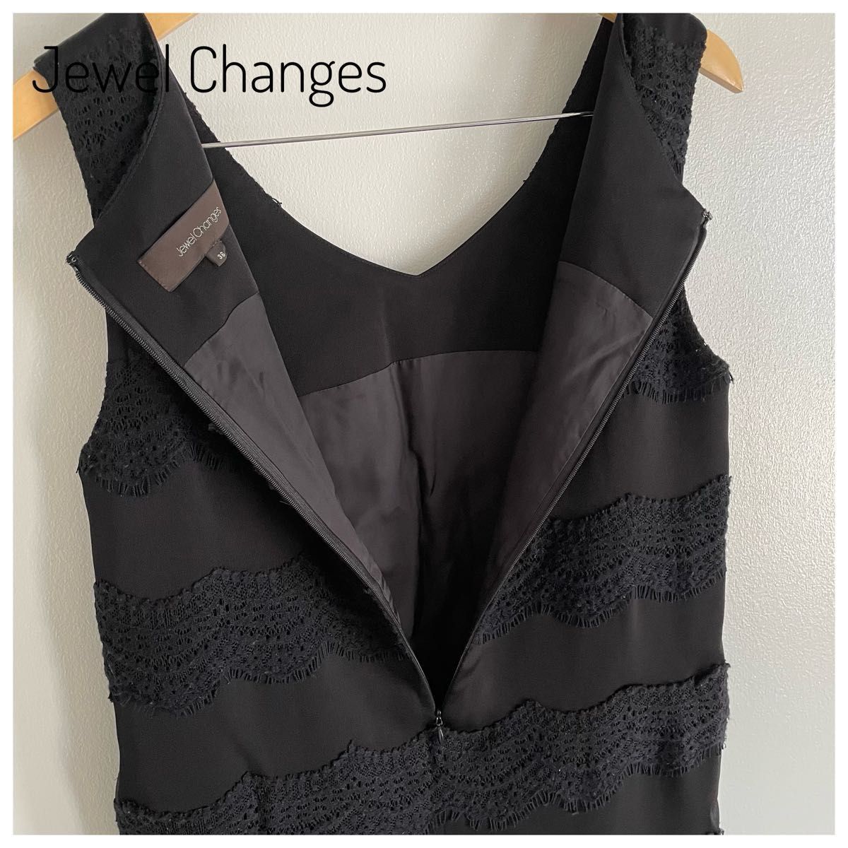 JEWEL CHANGES】ミニワンピース ノースリーブ レース 黒 ワンピ JEWEL CHANGES】ミニワンピース ノースリーブ レース 黒 ワンピ