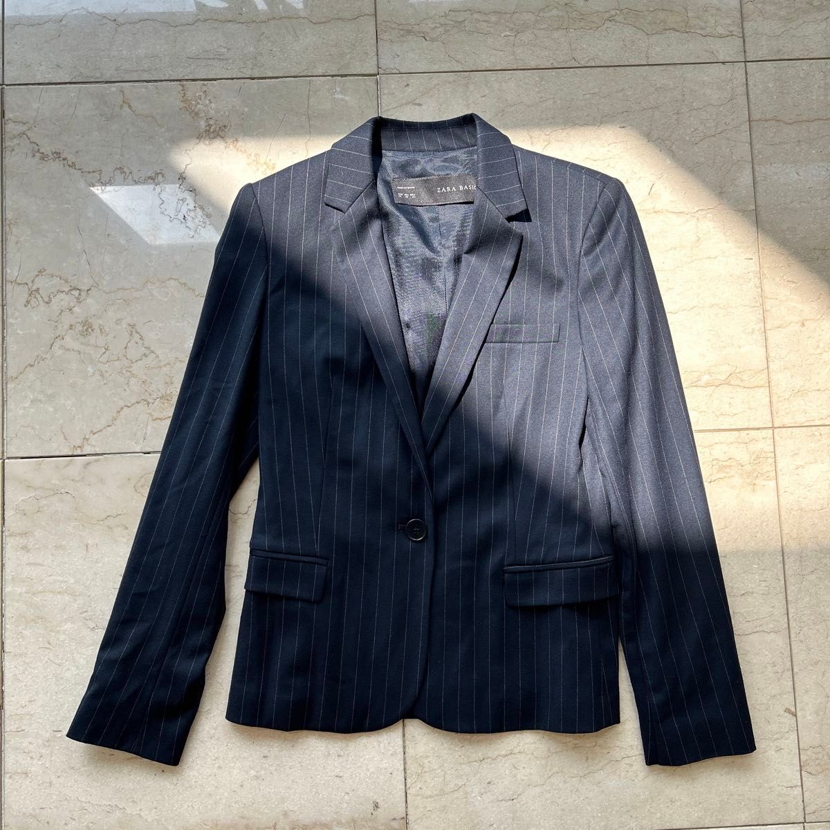 ザラ ZARA ストライプ ネイビー ジャケット xs テーラード ザラ ZARA ストライプ ネイビー ジャケット xs テーラード