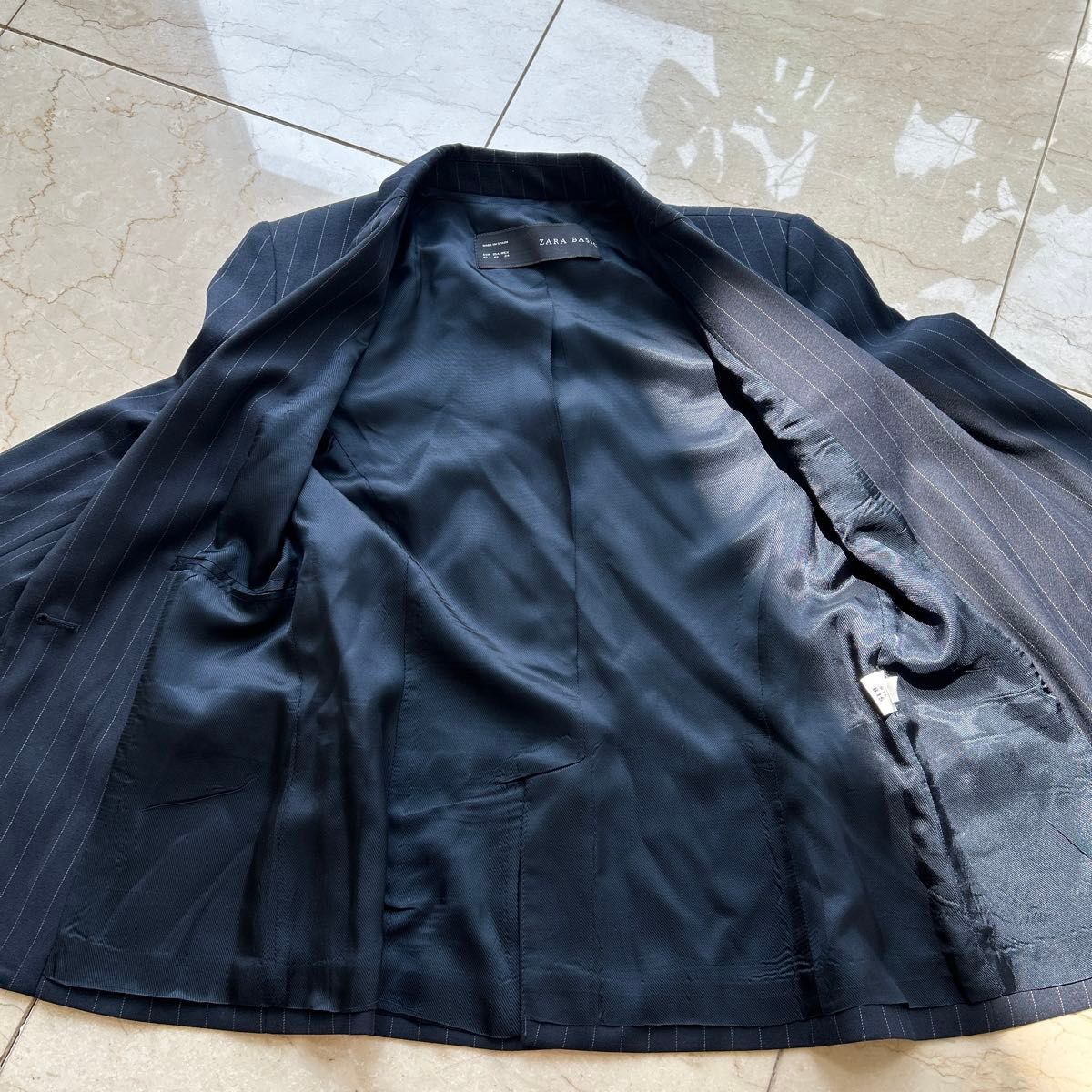ザラ ZARA ストライプ ネイビー ジャケット xs テーラード ザラ ZARA ストライプ ネイビー ジャケット xs テーラード