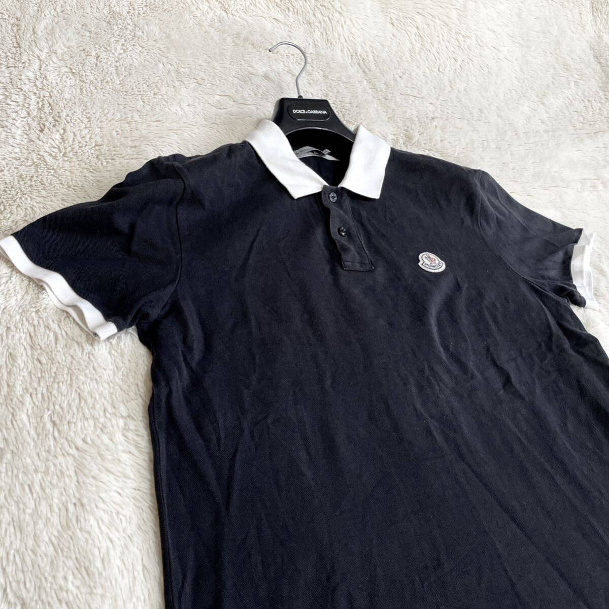 2025SS MONCLER Babyネックロゴポロシャツ WH (C-36m) MONCLER モンクレール バイカラー ロゴ ポロシャツ ブラック