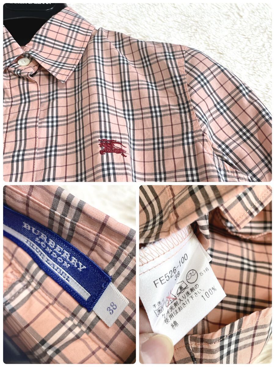 美品 バーバリーブルーレーベル ホースロゴ ピンク ノバチェック 美品 バーバリーブルーレーベル ホースロゴ ピンク ノバチェック