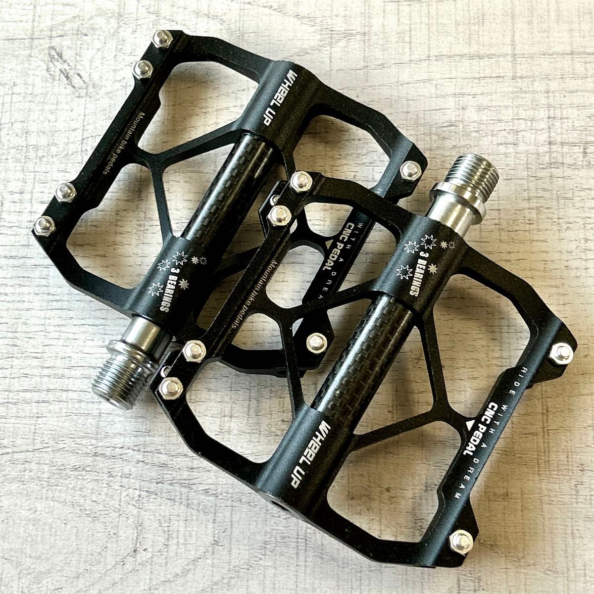 新品】WHeeL UPフラットペダル カーボンファイバー軸 自転車 新品】WHeeL UPフラットペダル カーボンファイバー軸 自転車