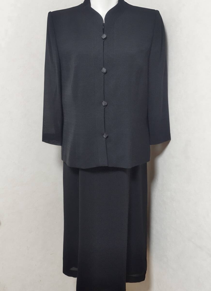 超美品　13　大きいサイズXL 高級東京ソワール LUNE SOIR ブラックフォーマルワンピーススーツ