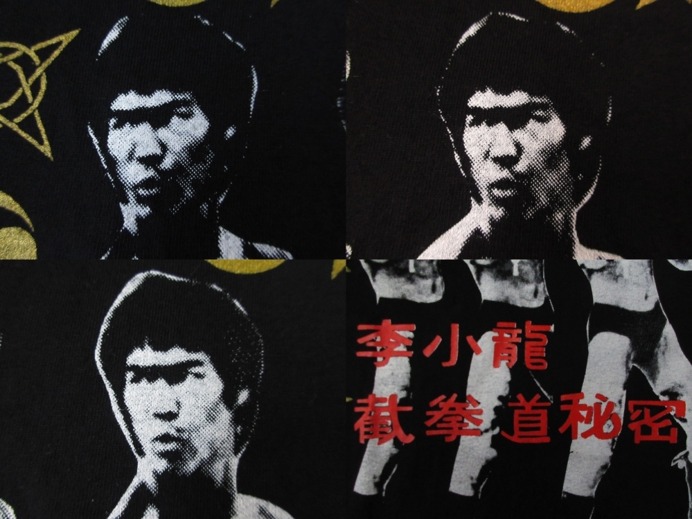 90's USA製 モスキートヘッド Bruce Lee フォト TシャツM MOSQUITOHEAD ブルースリー ドラゴンへの道 燃えよドラゴン  死亡遊戯 漢字ART芸術