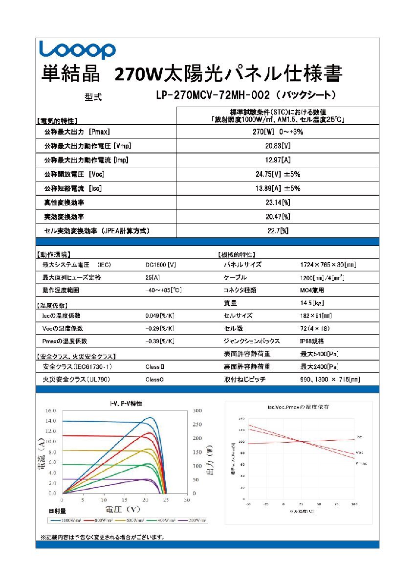 Yahoo!オークション - 【新品】 単結晶270W Looop 太陽光パネル Yahoo!オークション - 【新品】 単結晶270W Looop 太陽光パネル