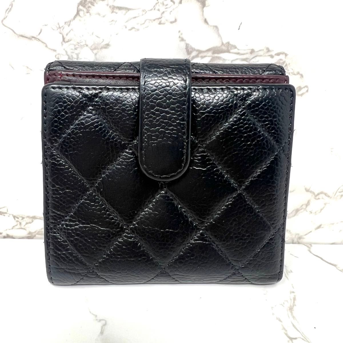 CHANEL シャネル キャビアスキン マトラッセ Wホック二つ折り CHANEL シャネル キャビアスキン マトラッセ Wホック二つ折り