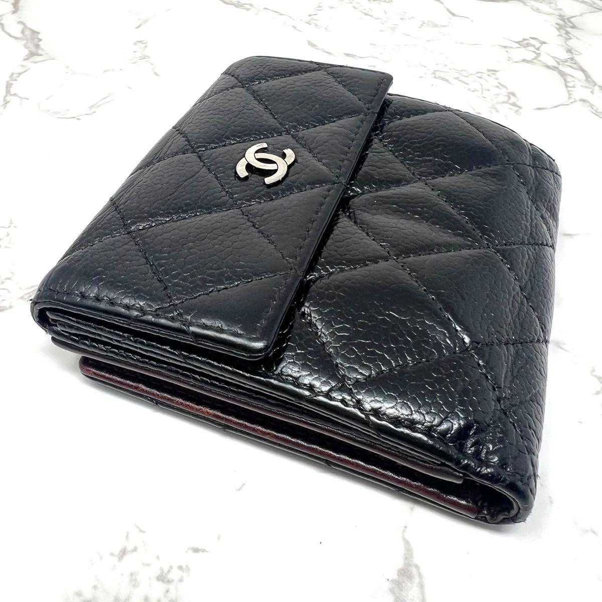 CHANEL シャネル キャビアスキン マトラッセ Wホック二つ折り CHANEL シャネル キャビアスキン マトラッセ Wホック二つ折り