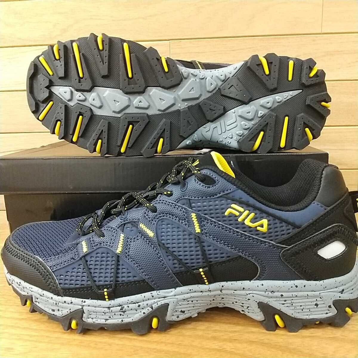 27.5cm 新品正規品 FILA matronic trail shoes フィラ トレイル メンズ トレッキングシューズ マウンテン ネイビー/ブラック アウトドア_画像2