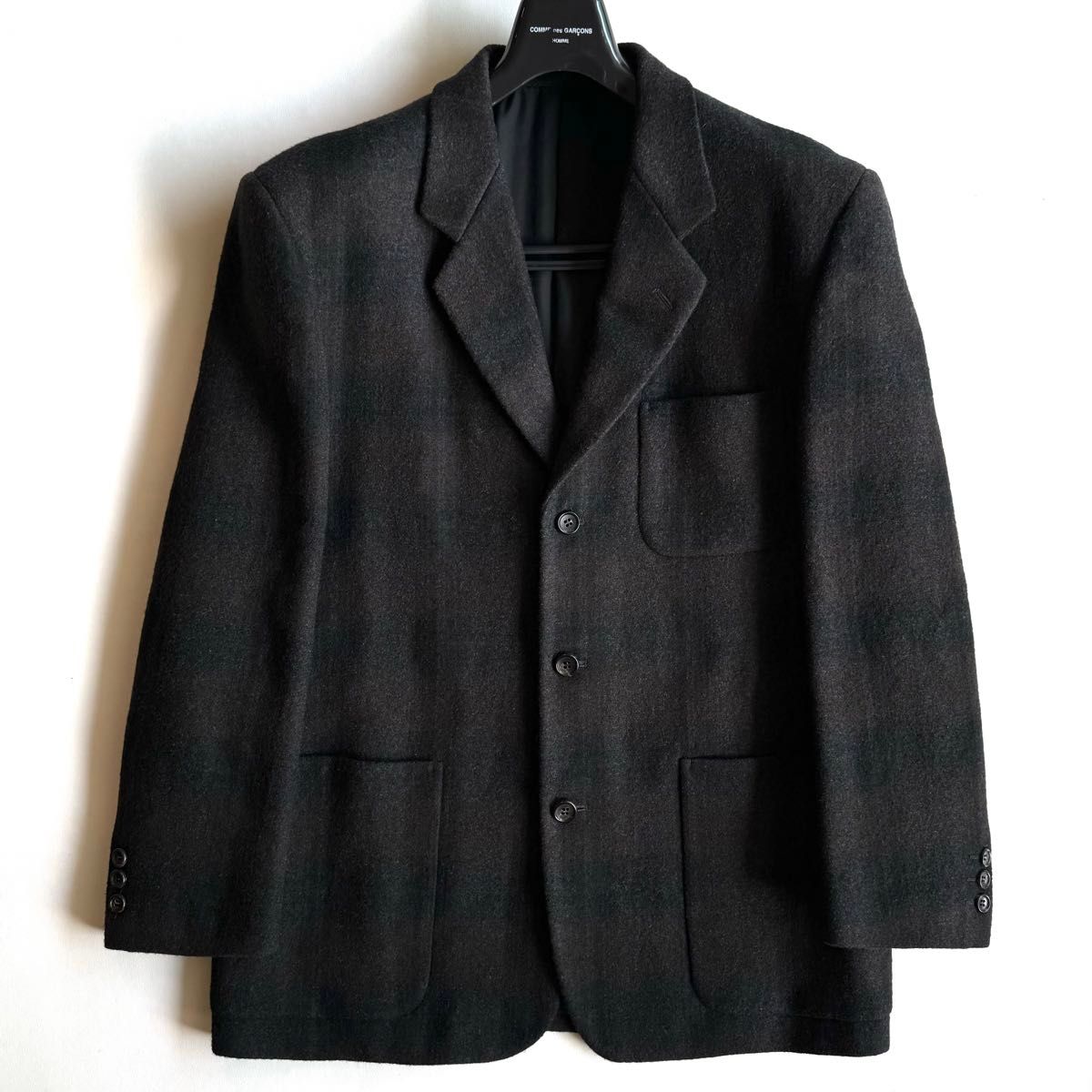 《美品》90s COMME des GARCONS HOMME 田中オム テーラードジャケット ブラック ブラウン チェック M