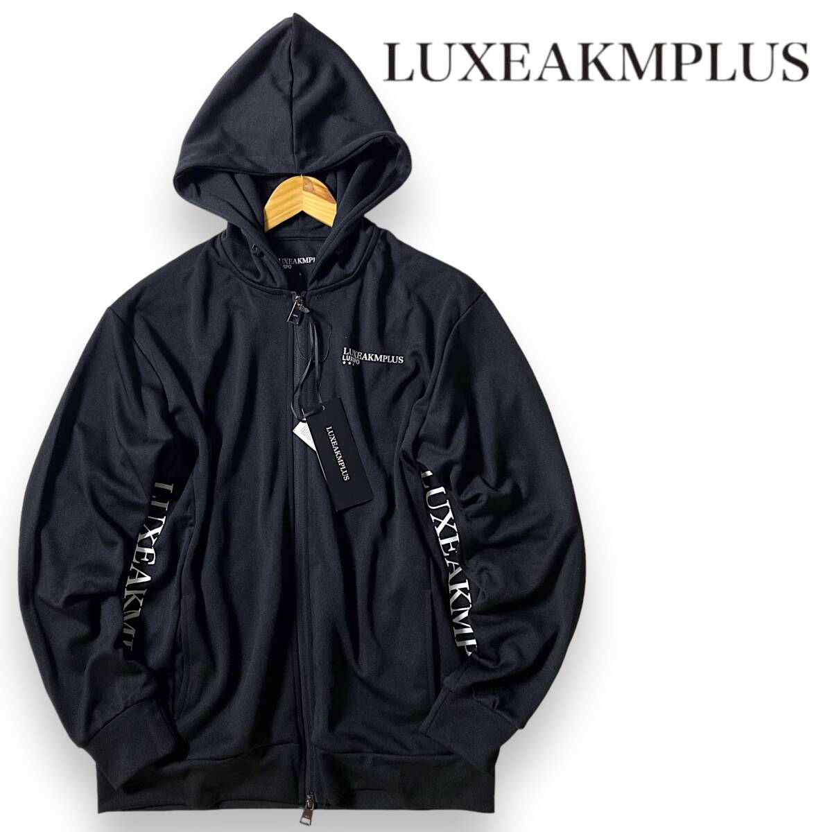 【L】新品 定価1.3万 リュクスエイケイエムプラス ロゴスウェットパーカー LUXEAKMPLUS UVカット ゴルフウェア LAB-23010◆R1159
