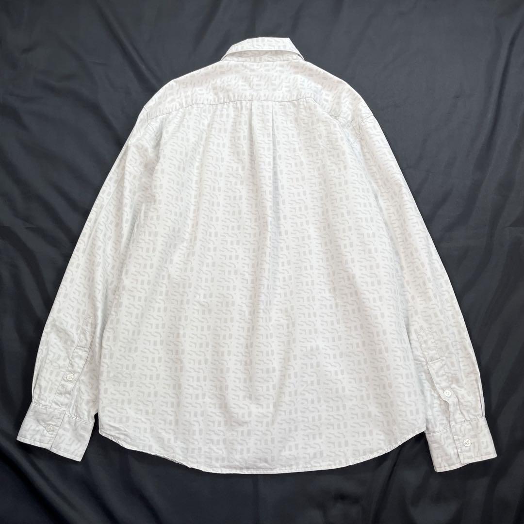 90s・USA製】ステューシー/STUSSY ロゴ総柄 長袖シャツ 紺タグ L 90s・USA製】ステューシー/STUSSY ロゴ総柄 長袖シャツ 紺タグ L