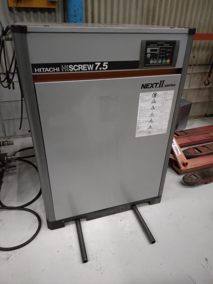 超極上超美品日立産機システム整備点検済み7.5kw10馬力 スクリューコンプレッサーOSP-7.5M6ARN2稼動時間14100時間動作確認保証2018年製