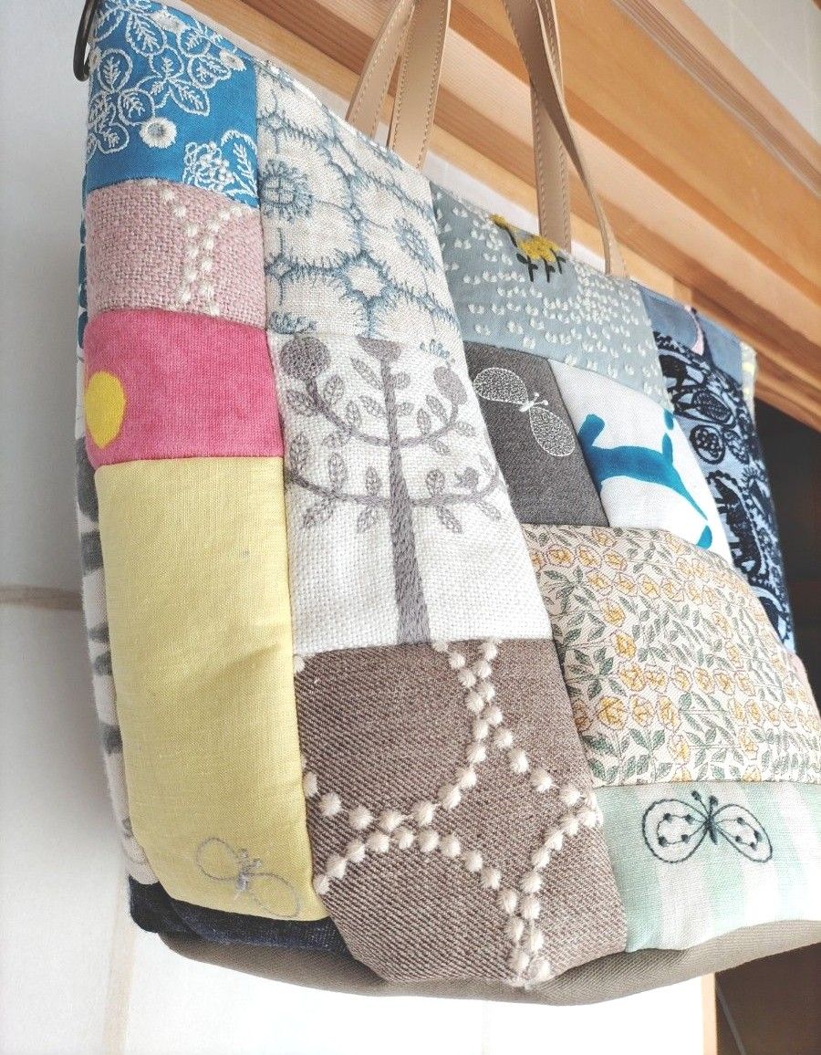 ハンドメイド、ミナペルホネン丸底トートバッグ ハンドメイド、ミナペルホネン丸底トートバッグ