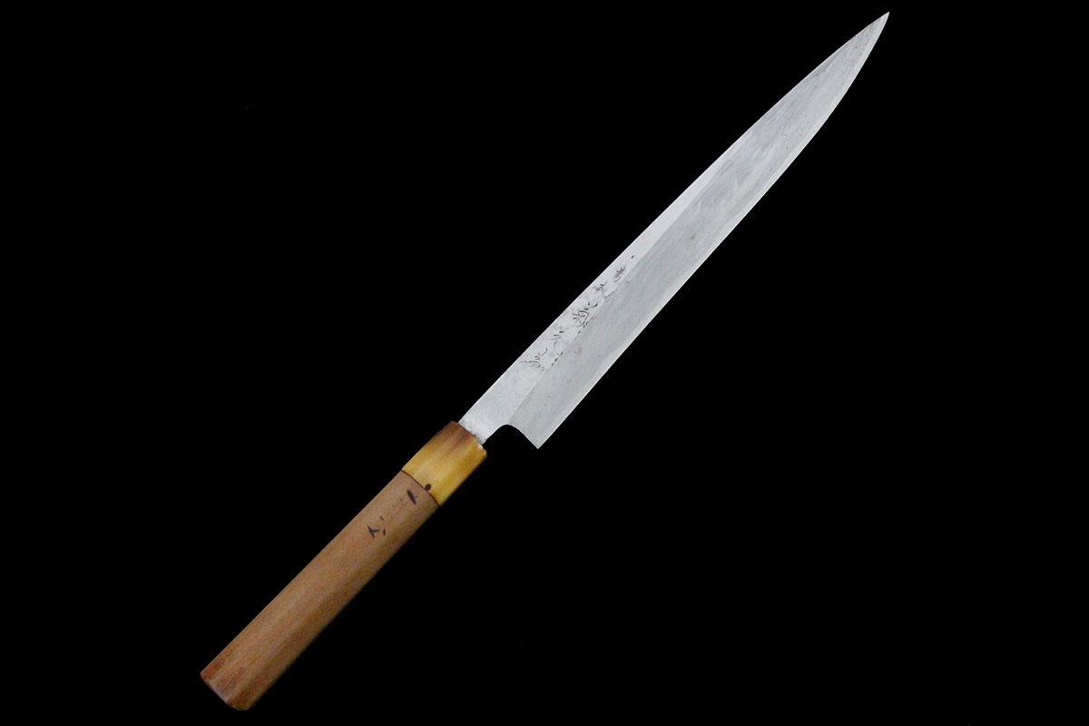 訳有品｜菊元 柳刃包丁 九寸半 霞 青鋼 朴柄 KN02-A8779-2L1A-ψ