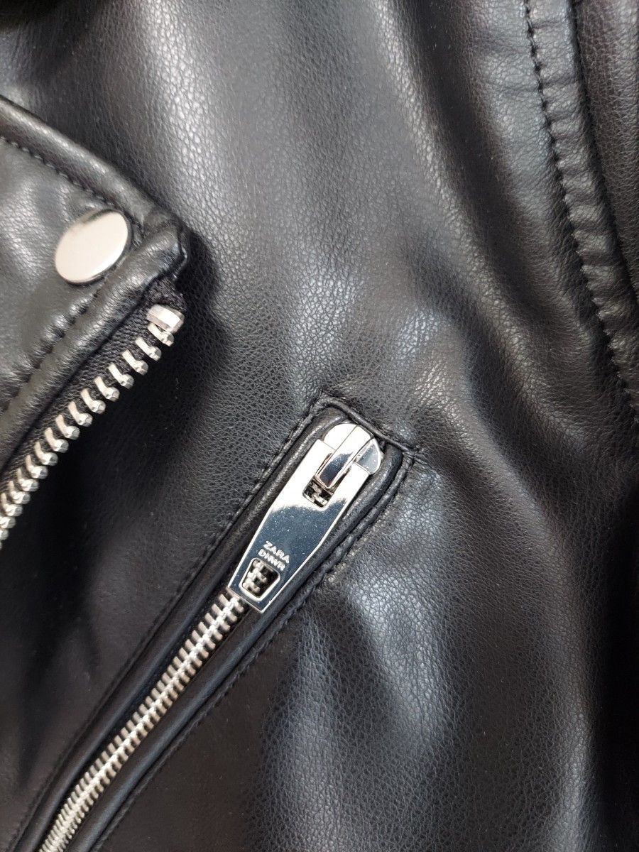 ZARA~ ダブルライダースジャケット M ブラック 黒 ザラ フェイク ZARA~ ダブルライダースジャケット M ブラック 黒 ザラ フェイク