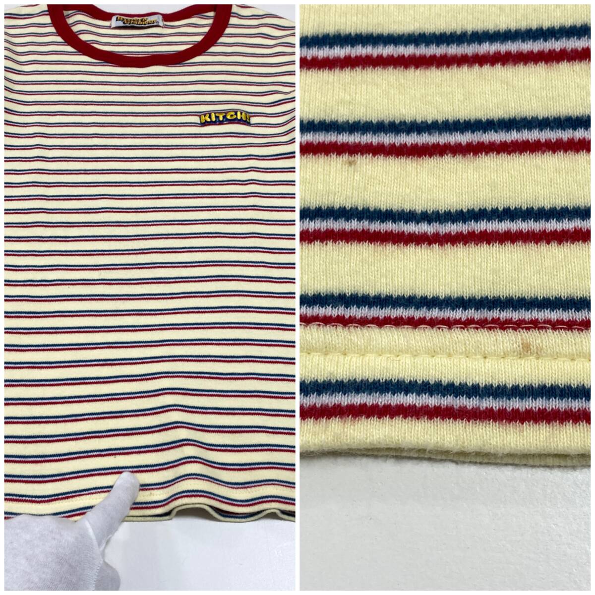 00s 90s HYSTERIC GLAMOUR ボーダー トリム Tシャツ Fサイズ ヒステリックグラマー 半袖 カットソー Tee Y2K VINTAGE archive 4070143