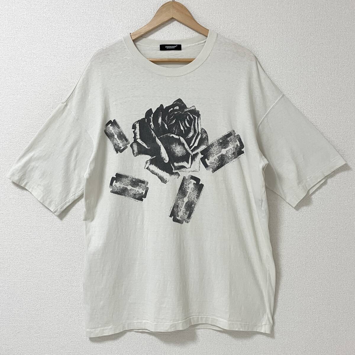 2020AW UNDERCOVER オーバーサイズ Tシャツ ローズ カミソリ 白 Fサイズ アンダーカバー 薔薇 BIG T Tee 半袖 カットソー archive 2030396