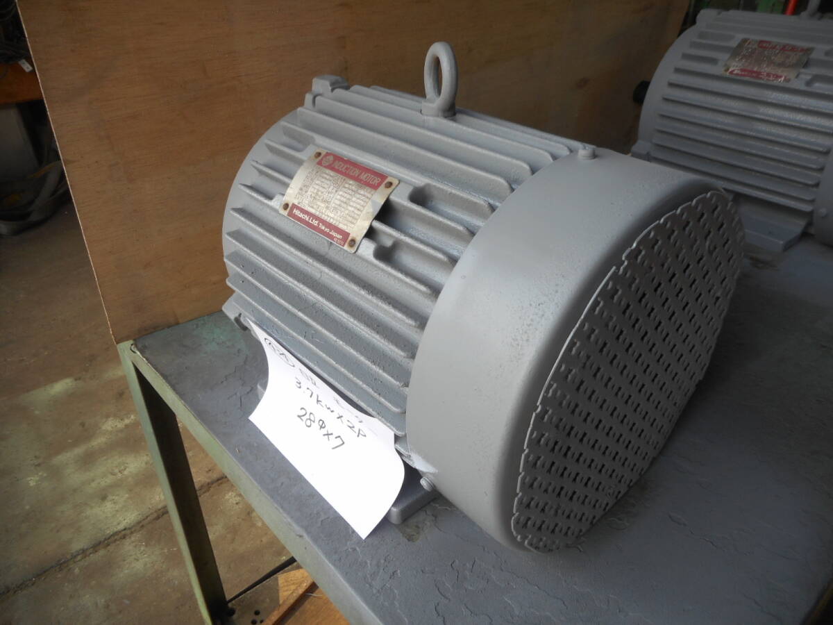 434) 日立 モーター 3.7kw×2P シャフト 28パイ、キー巾 7mm 434) 日立 モーター 3.7kw×2P シャフト 28パイ、キー巾 7mm