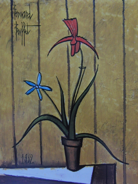 be Lunar ru*byufe,[ orchid . blue flower ], rare book of paintings in print ., condition excellent, France . Takumi, person, scenery, new goods high class frame attaching, free shipping 