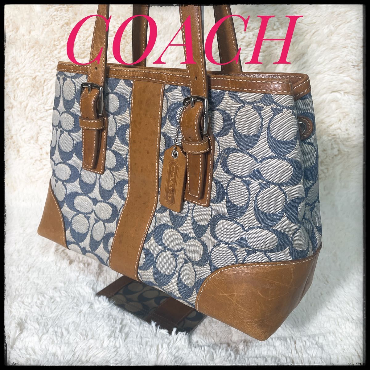 COACH コーチ レザー ハンドバッグ ベージュ 6038 シグネチャー COACH コーチ レザー ハンドバッグ ベージュ 6038 シグネチャー