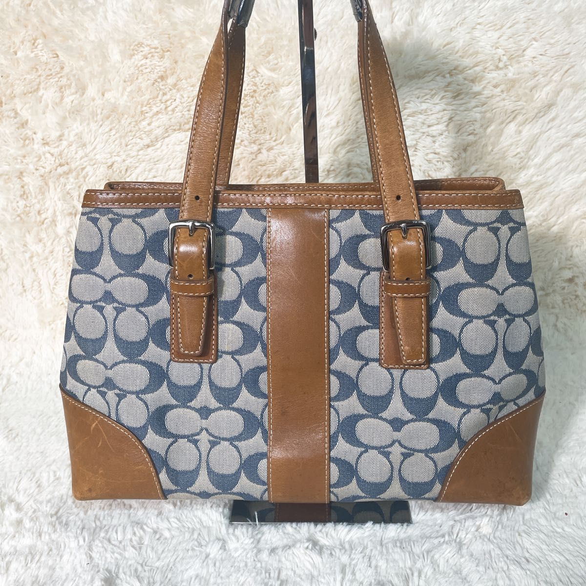 COACH コーチ レザー ハンドバッグ ベージュ 6038 シグネチャー COACH コーチ レザー ハンドバッグ ベージュ 6038 シグネチャー