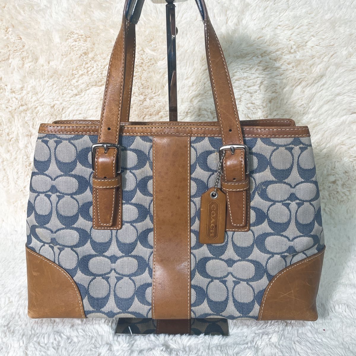 COACH コーチ レザー ハンドバッグ ベージュ 6038 シグネチャー COACH コーチ レザー ハンドバッグ ベージュ 6038 シグネチャー