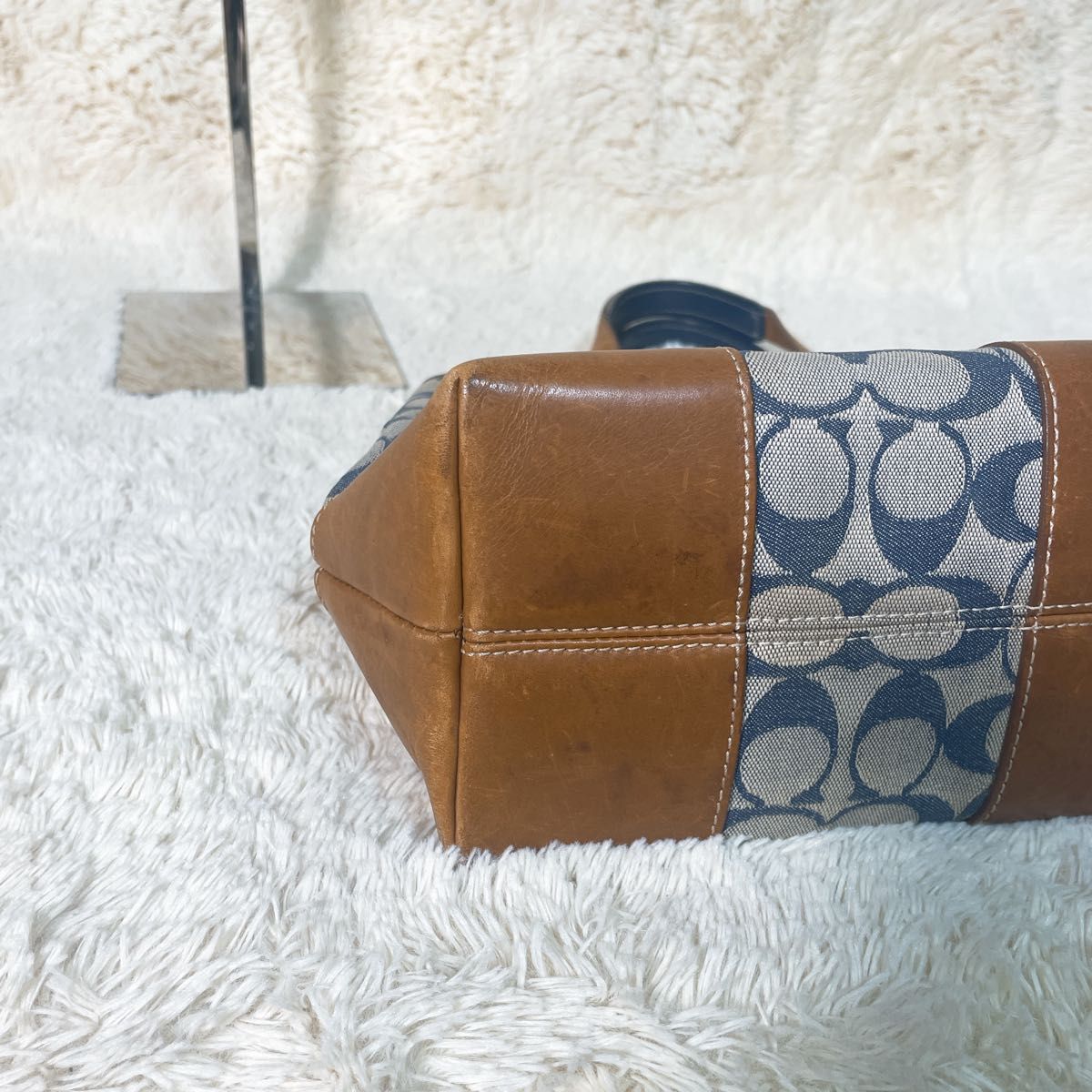 COACH コーチ レザー ハンドバッグ ベージュ 6038 シグネチャー COACH コーチ レザー ハンドバッグ ベージュ 6038 シグネチャー