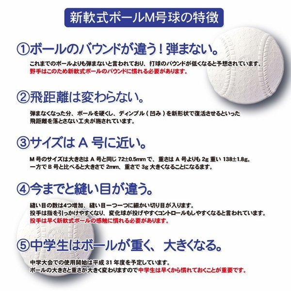 【即決!】ナガセケンコー軟式 野球 ボール 公認球 M号 (一般・中学生用) 5球_画像2