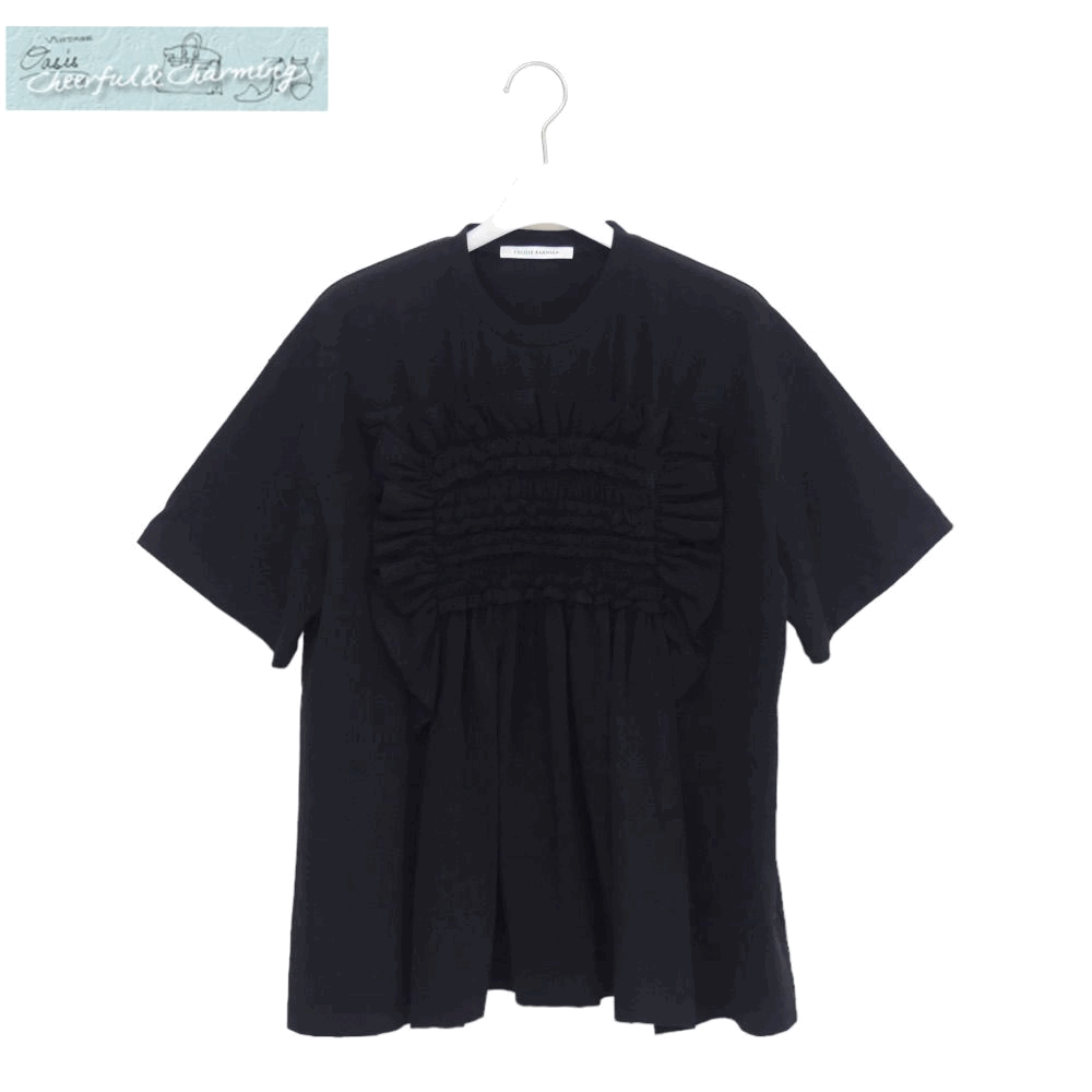 未使用 CECILIE BAHNSEN セシリーバンセン GOLDIE Tシャツ UK8 ブラック コットンBLEND Drawer購入品 24SS