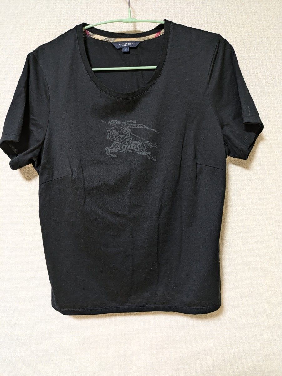 【直営店買付】★Burberry★Vネック Tシャツ BURBERRY バーバリー半袖Vネックカットソー美品黒