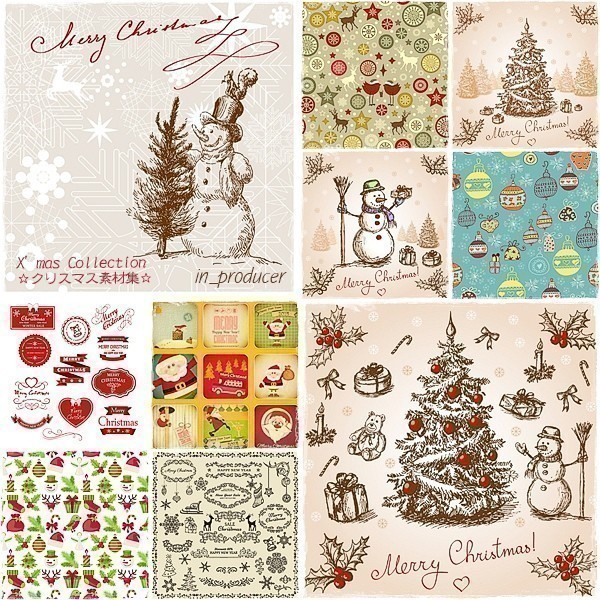 DVD2 sheets set Christmas material compilation EPS/SVG penetration PNG Kawai i thing from adult woman oriented Christmas design &ko Large . parts 