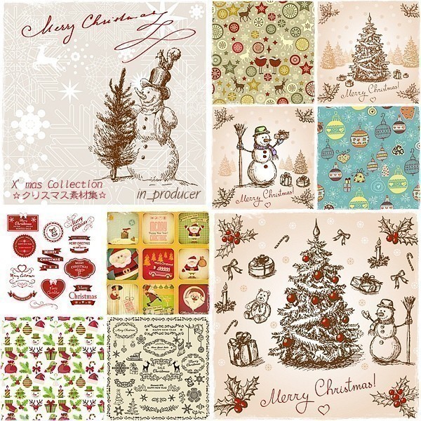 DVD2 sheets set # Christmas material compilation EPS/SVG penetration PNG Christmas . comb. material compilation Kawai i& cool for Inkscapei RaRe 