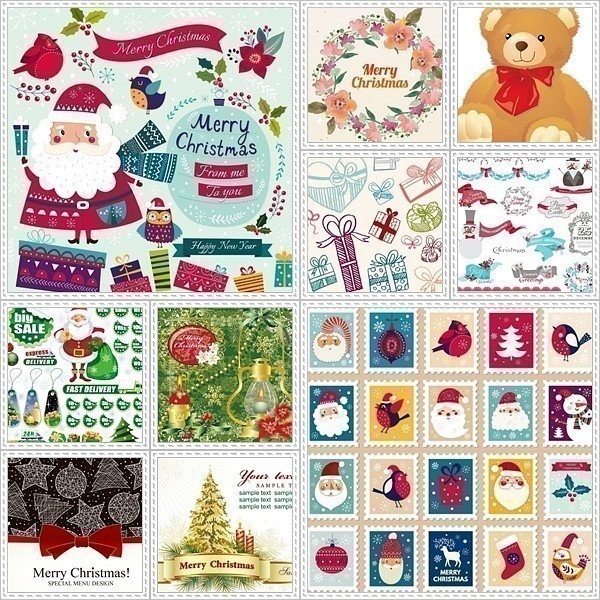 クリスマスカード POP 装飾に for Inkscape イラレ DVD2枚組 クリスマス素材集 EPS/SVG 透過PNG　_作品探しに便利な「一覧カタログ」を収録